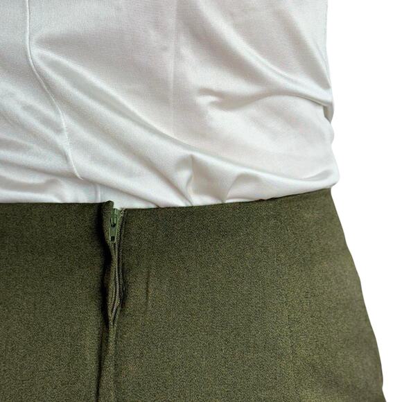 Women's Vintage Green Casual Corner Polyester Blend Maxi Skirt w/ Slit - Picture 7 of 7